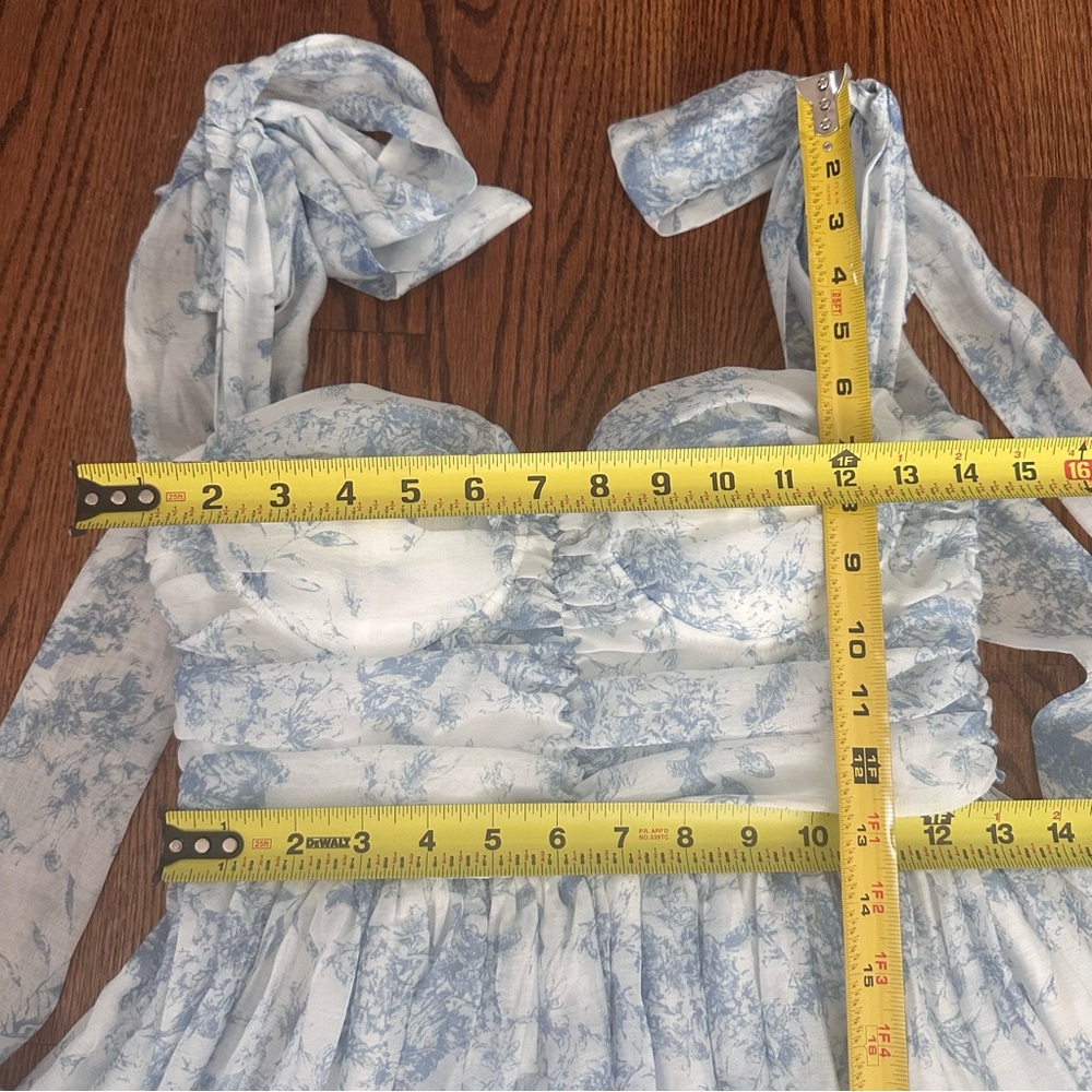 Petal and Pup Blue White Floral Coquette Lite Fabric Summer Dress Size M - Picture 15 of 16